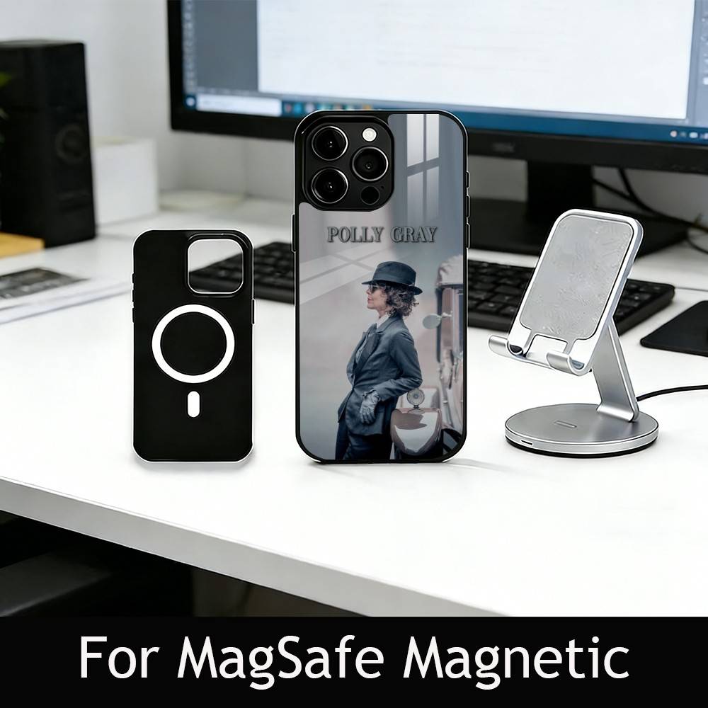 

P-B-Polly Gray Phone Case For iPhone17,16,15,14,13,12,11 Plus,Pro Magnetic For Magsafe Wireless Charging iPhone15
