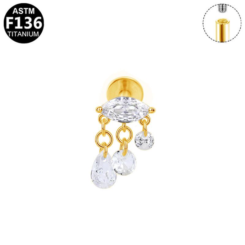 High-End Titanium F136 Internal Thread Cartilage Stud Earring - European & American Trendy Fashion