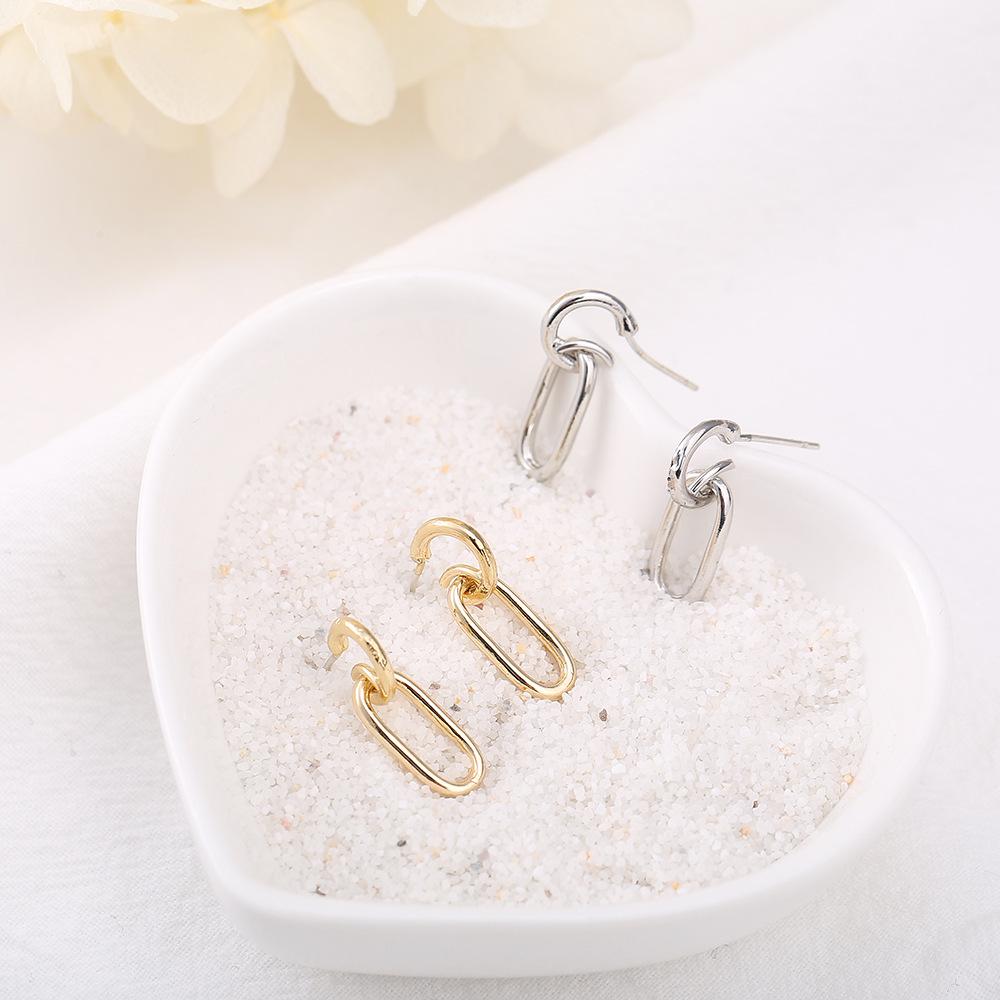 

925 Silver Minimalist Oval Stud Earrings for Women серебряный