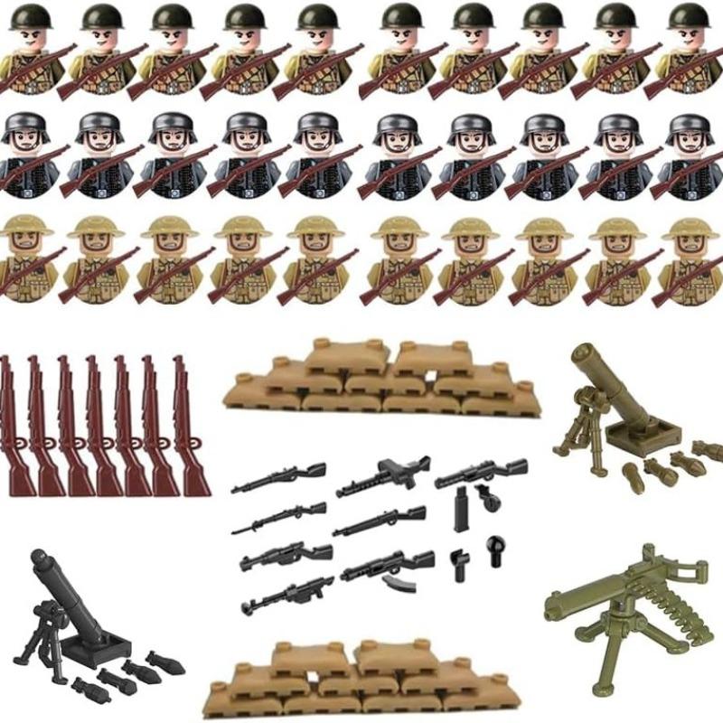 Ungiftiges Zweiter Weltkrieg Puppen Set Sammlung Militär Serie Waffen Sandsäcke Figuren Bauspielzeug Creeper Für Kinder Lernspielzeug