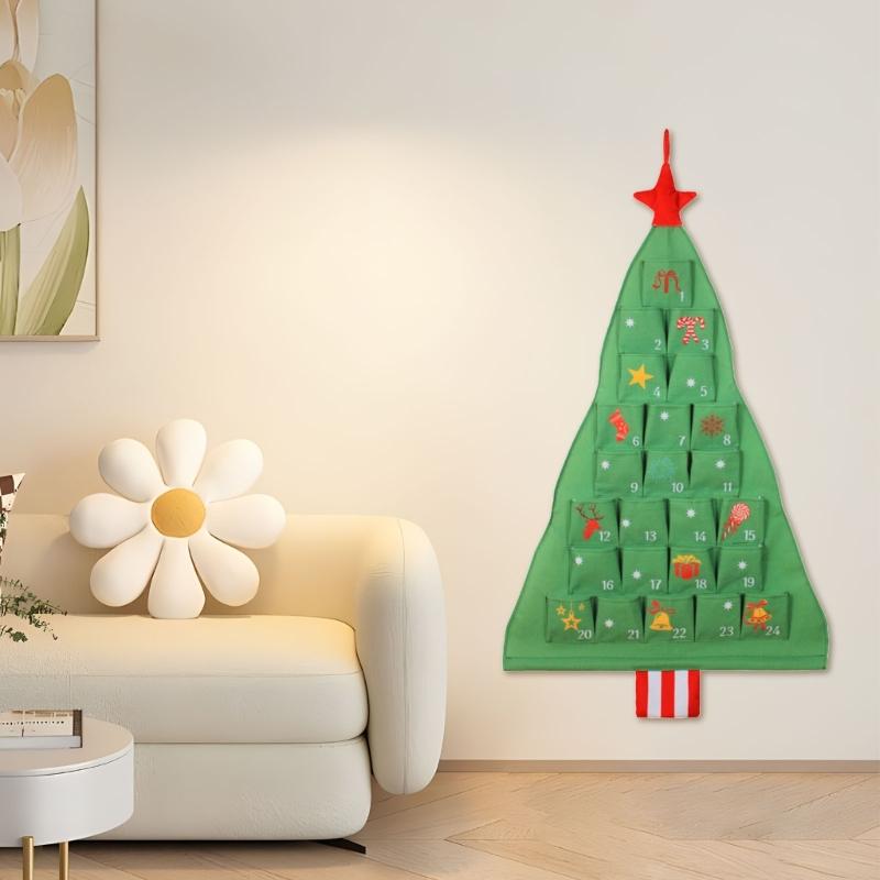 24 Pocket Christmas Tree Storage Organiser Cotton Linen Fabric Holiday Decoration Hanging Bag For Home School Event