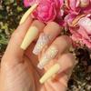 Yellow Frosted Nail Tips with Small Flowers - Wearable European American Style Stickers and False Nails