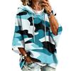 Women's Casual Camouflage Print Hooded Pullover Top with Three-Quarter Sleeves