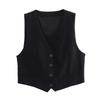 Blended High Waist Casual Shorts Waistcoat Vest Linen
