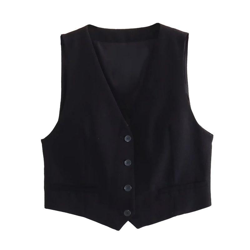 Blended High Waist Casual Shorts Waistcoat Vest Linen