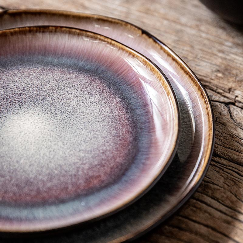 Yunmeng Brunch Plate Irregular Ceramic Steak Plate Restaurant Pasta Plate Retro Plate Export