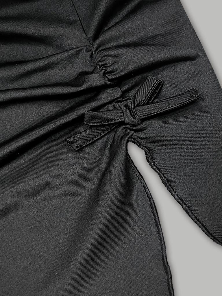 Dívky 8-12 let Letní 2dílná sada Dekorace mašlí Nepravidelný bandeau top Dlouhé zvonové kalhoty Neformální outfit