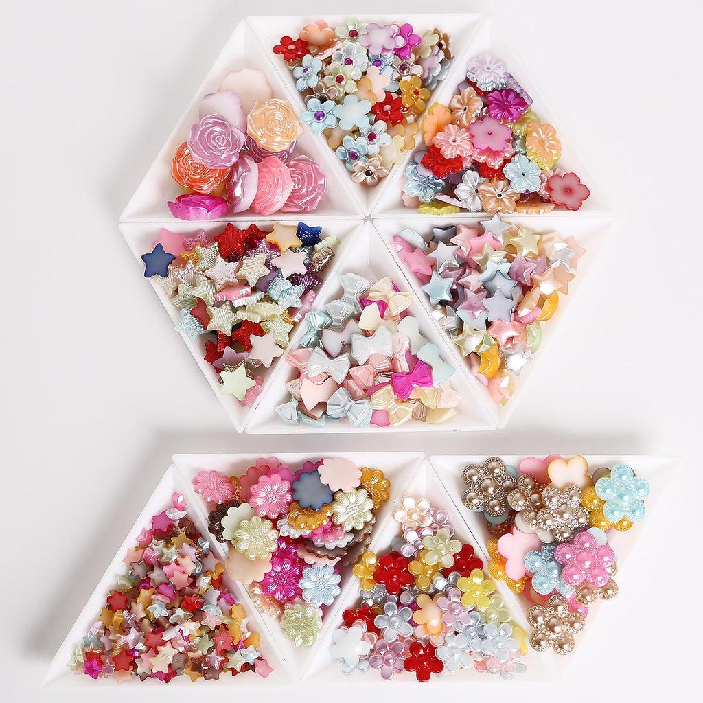 Colorful Star Flower Bow ABS Pearl Beaded DIY Nail Art & Phone Case Accessories