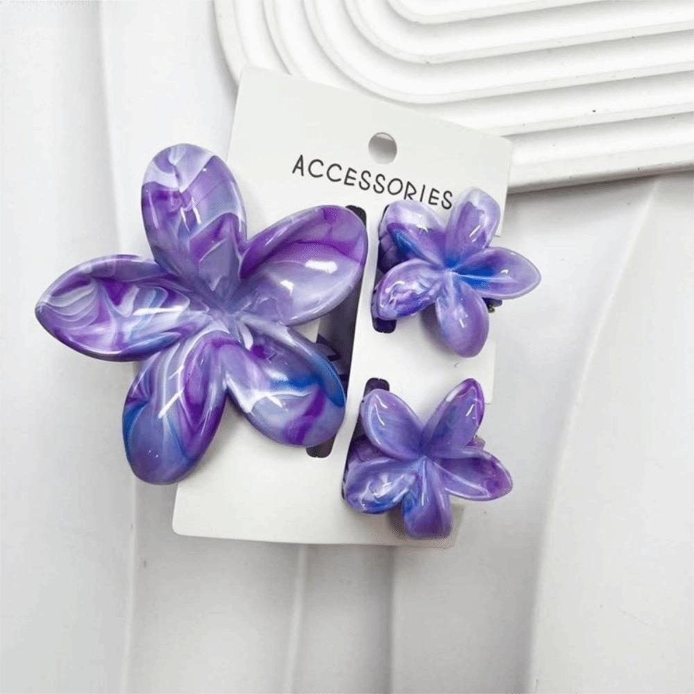 3Pcs/Set New Gradient Hair Claws Plumeria Flower Acrylic Hair Clips Sweet Flower Clamp Hairpin Summer