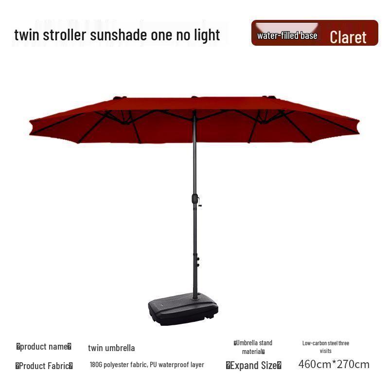 Large Outdoor Cafe & Terrace Sun Umbrella with Three-Head Center Pole