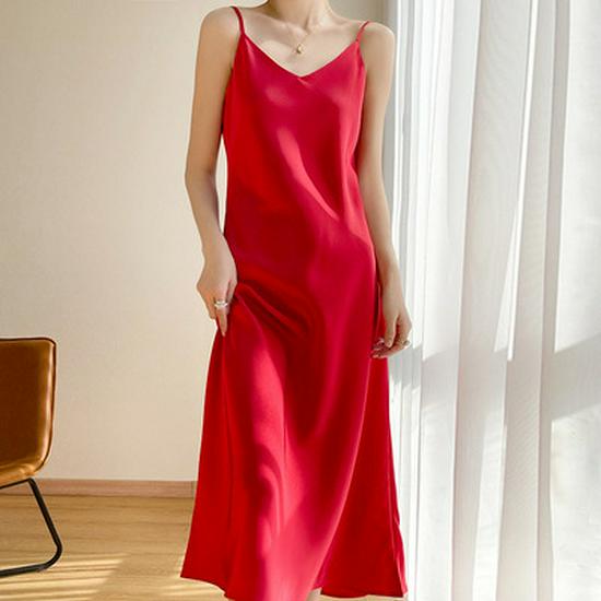 Women`s French-Design Satin Camisole Dress -