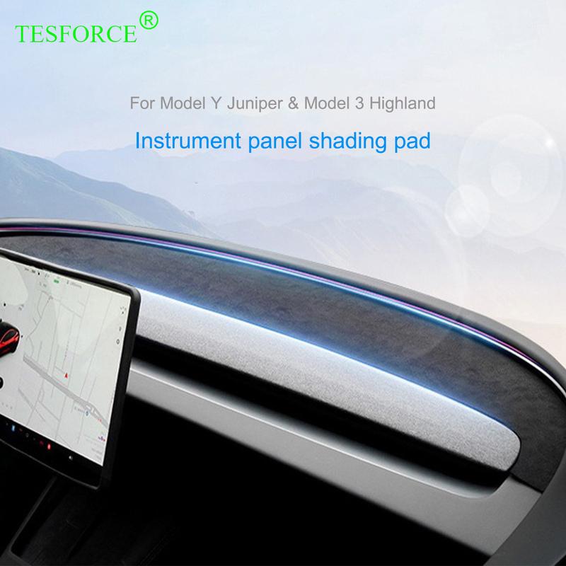 Für Tesla Model Y Juniper Armaturenbrett-Sonnenschutzmatte für Model Y/3 2017-2025 Zentrales Armaturenbrett Antireflektierende Matte Wildleder-Matte