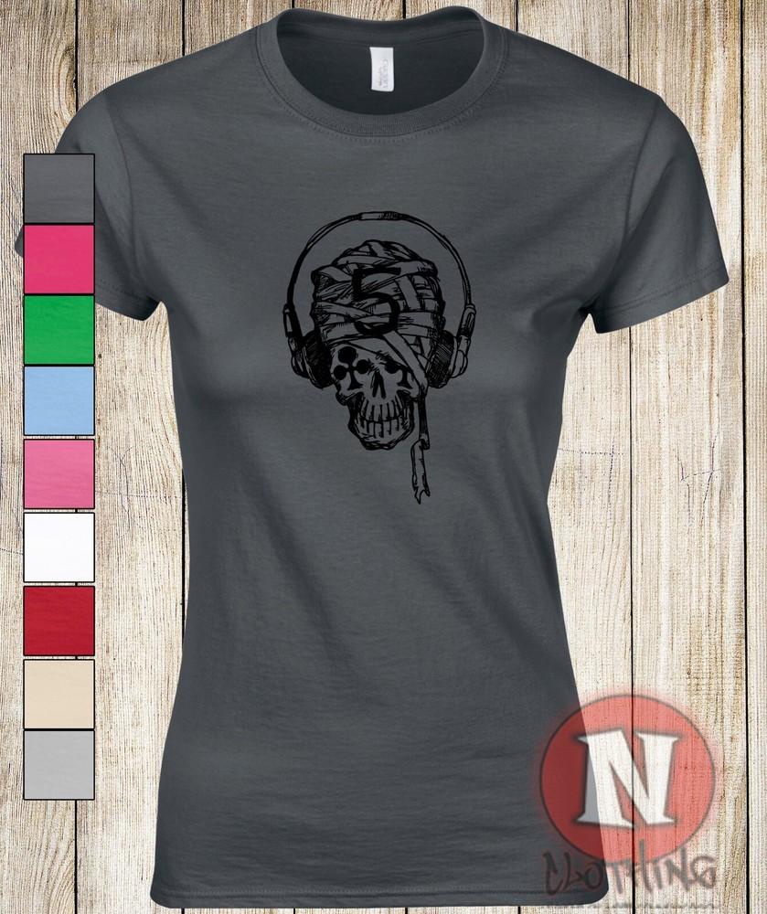 Skull Grunge T-Shirt Damen Fitted Grafik Kunst Tee T-Shirt