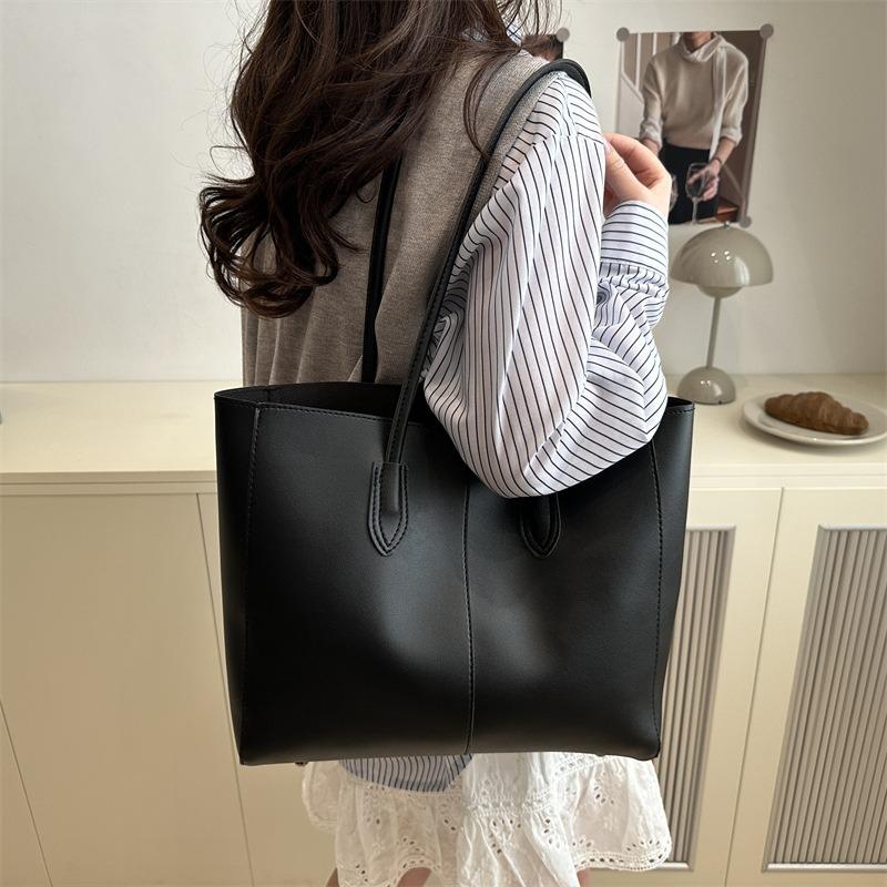 One Shoulder Underarm Tote Bag, New Fashionable Solid Color Texture, Casual and Simple Commuting Handbag, Large Capacity Mother and Child Bag
