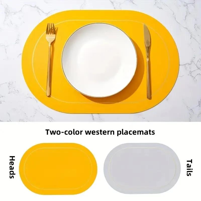 Table Leather Placemats Set of 1/2pcs,Washable for Dining,Heat-Resistant Non-Slip Insulation Waterproof Place Mats