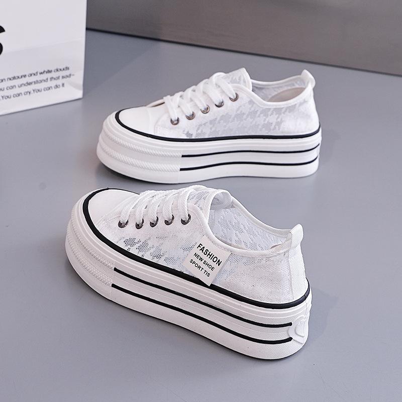 Thick-soled Heightening Little White Shoes Women's Niche Design Spring and Summer 2025 New Mesh Breathable Board Shoes Women KT-291