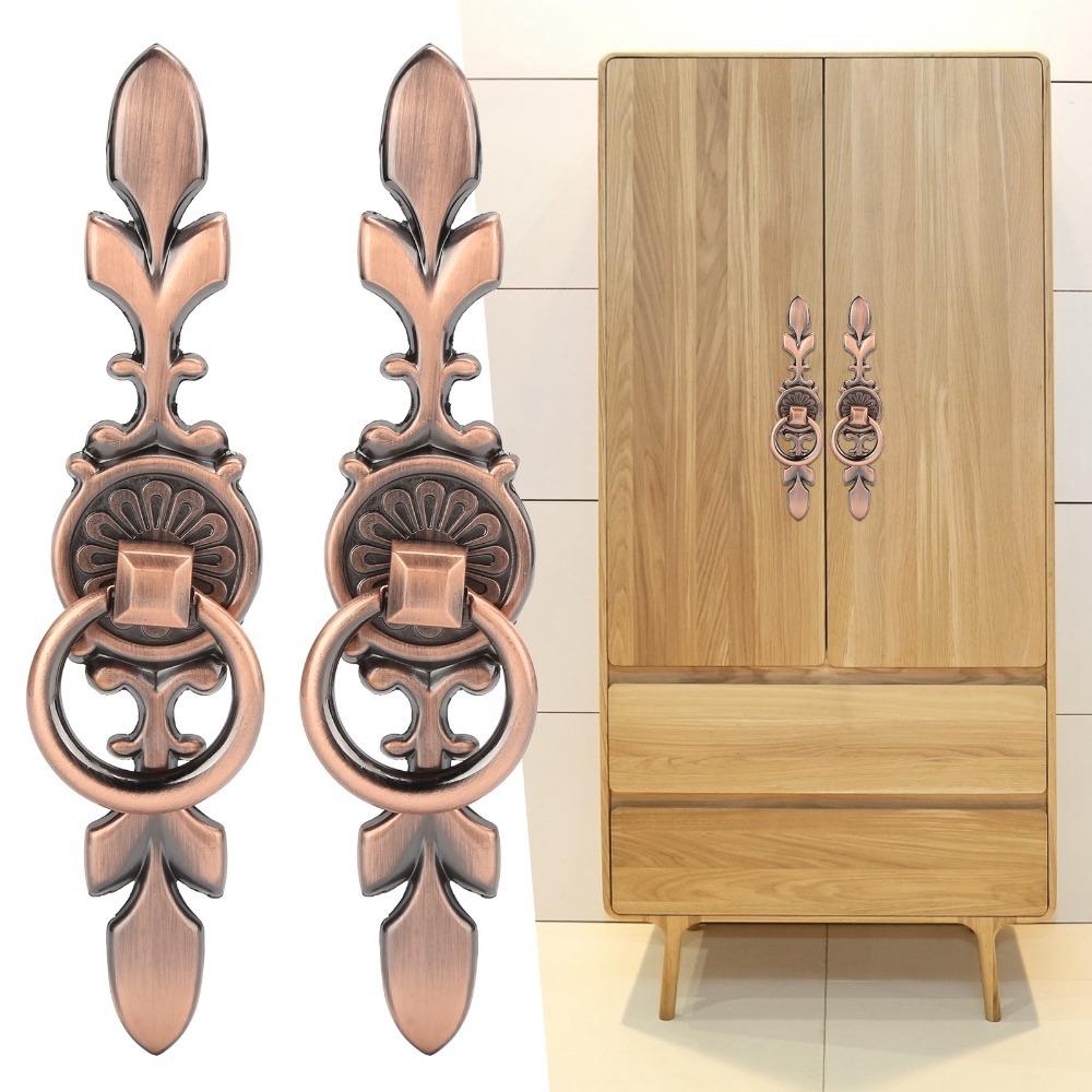 2pcs Antique Bronze Ring Pull Handles Red Bronze Drawer Handles Cabinet Knobs  Dresser Closet