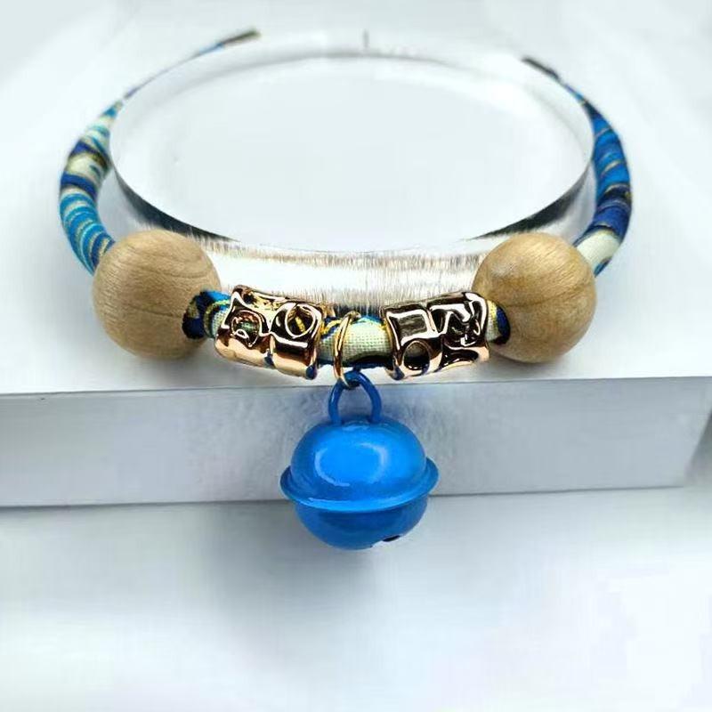 Adjustable Decorative Pet Collar With Bell Floral Fabric Safety Clasp Necklace For Cat Kitten Small Puppy