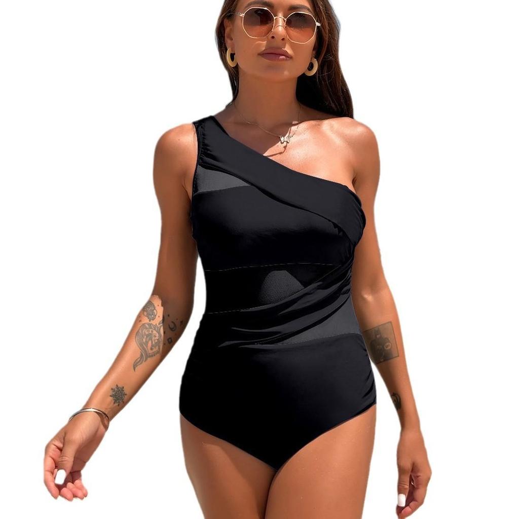 Strandsemester Baddräkt Hel baddräkt Dam En axel Sport Spets Baddräkt Sexig Bikini Fint sömnad i en mängd olika färger Strandkläder