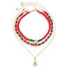 SHIXIN Retro Red Green Crystal Bead Chain Choker Necklace for Women Cute Christmas Tree Snowman Pendant Necklace Jewelry Gifts