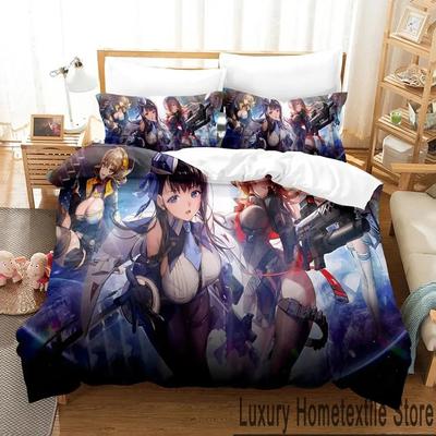Druk 3D Anime NIKKE Bogini Zwycięstwa Zestaw Pościeli Podwójny Twin King Poszwa na Kołdrę Kołdra Poszewka Chłopcy Dziewczęta Dorośli Sypialnia