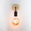 Modern Minimalist Iron Wall Lamp With Wooden Base For Bedroom Living Room Decor