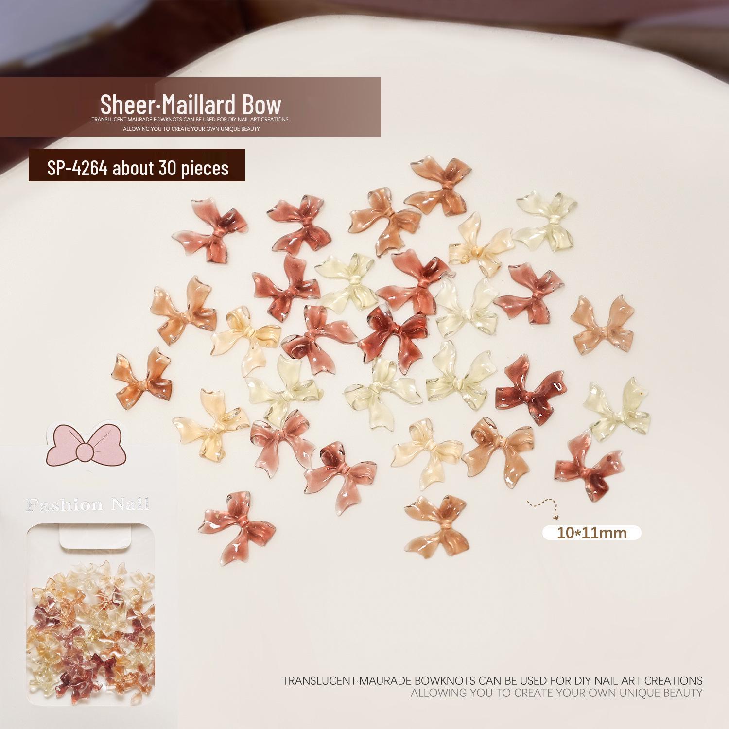 Transparent Bow Tie & Mini Heart Resin Nail Art Decorations