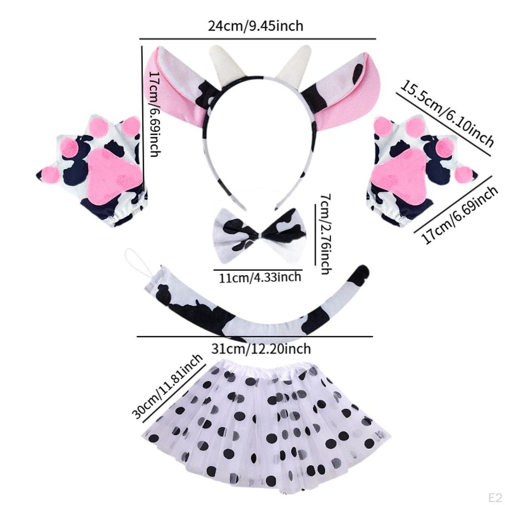 Kuh Cosplay Set Ohren Fliege Rock Handschuhe Schwanz Cartoon für Kinder Festivals