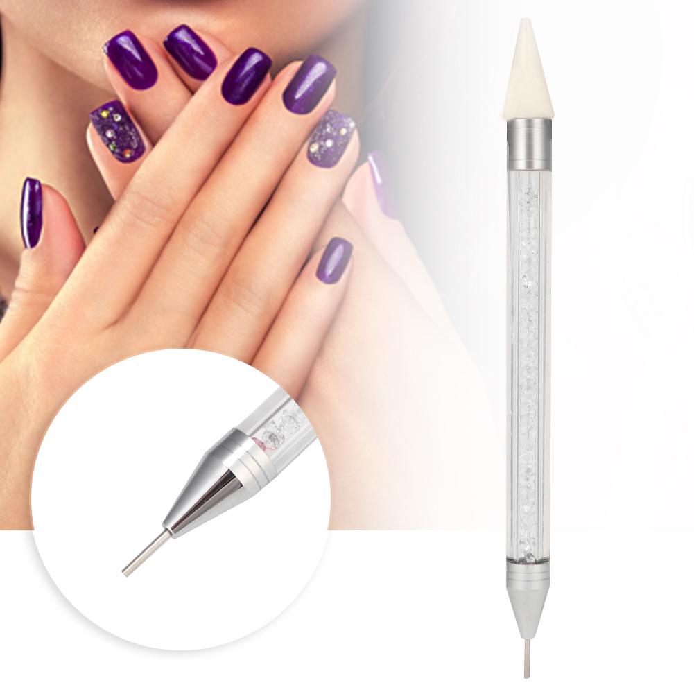 Double Head Nail Dotting Pen Nail Rhinestone Bead Picker Wax Pen Manicure ToolWhite