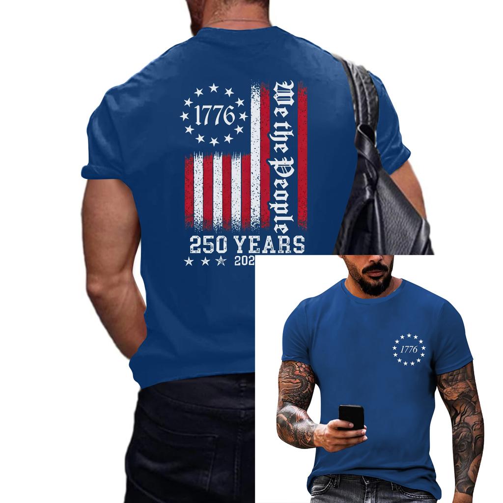 Men's Loose and Casual Flag-print T-shirt, Short Sleeve Shirt