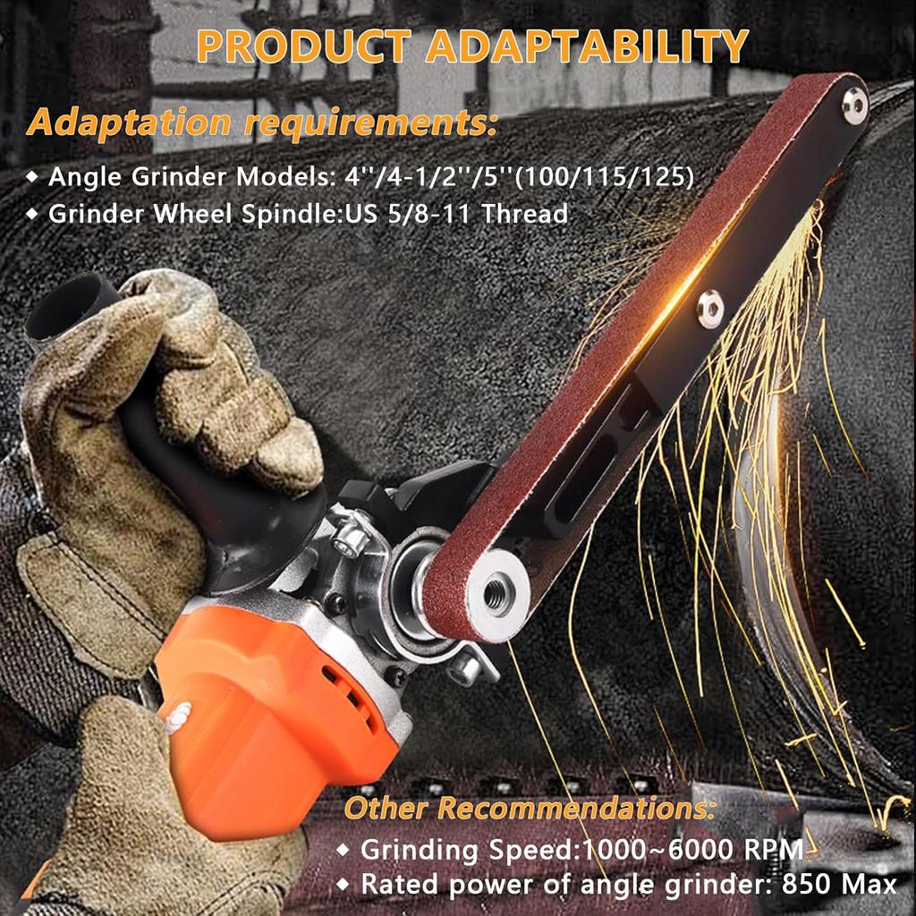 Belt Sander Attachments for Angle Grinder, Detailing Bandfile Sander Adapter, US 5/8-11 Thread, Suitable for Welding Points Grinding, Woodworking and