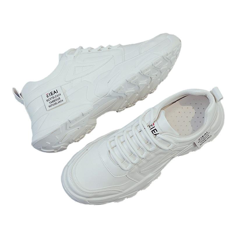 New Men's Shoes Autumn Men's Deodorant Sports and Leisure Versatile Little White Men's Leather Shoes Heightening Dad Shoes