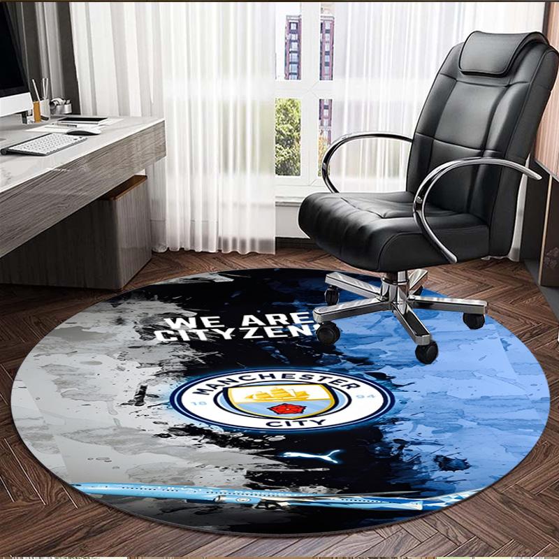 Manchester City FC Print Round Rug, Washable Floor Carpet, For Entryway Dorm Laundry Room Office Study, Home Decor Birthday Christmas Gift