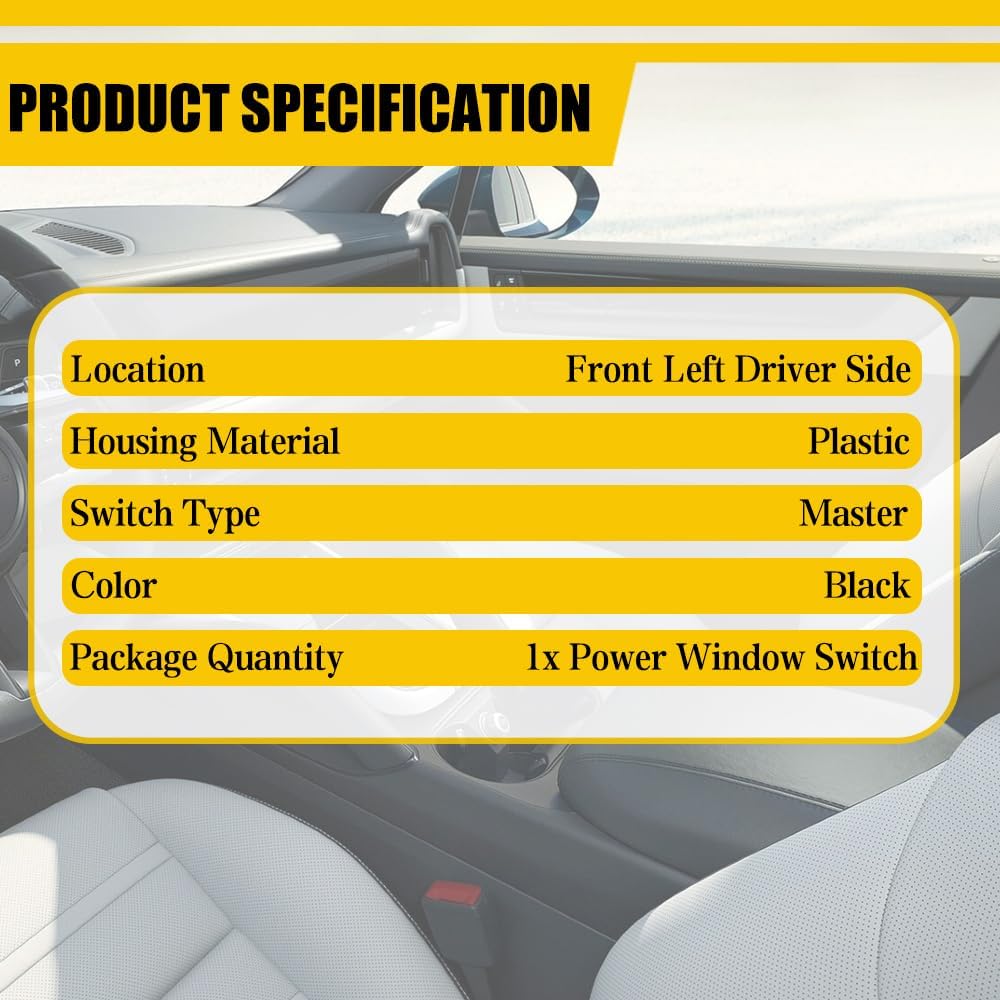 Power Window Switch Driver Side Replace 6BZ27LXHAA Compatible with Jeep Compass 2017-2021 Front Left Driver Side Power Window Master Switch