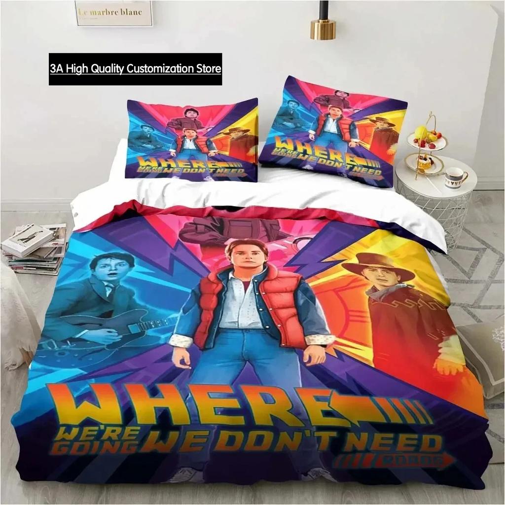 Návrat do budoucnosti Klasický film Retro povlečení Postel Třídílná sada Jednolůžko Dvojlůžko Velikost Queen King Povlak na přikrývku Dárek pro chlapce