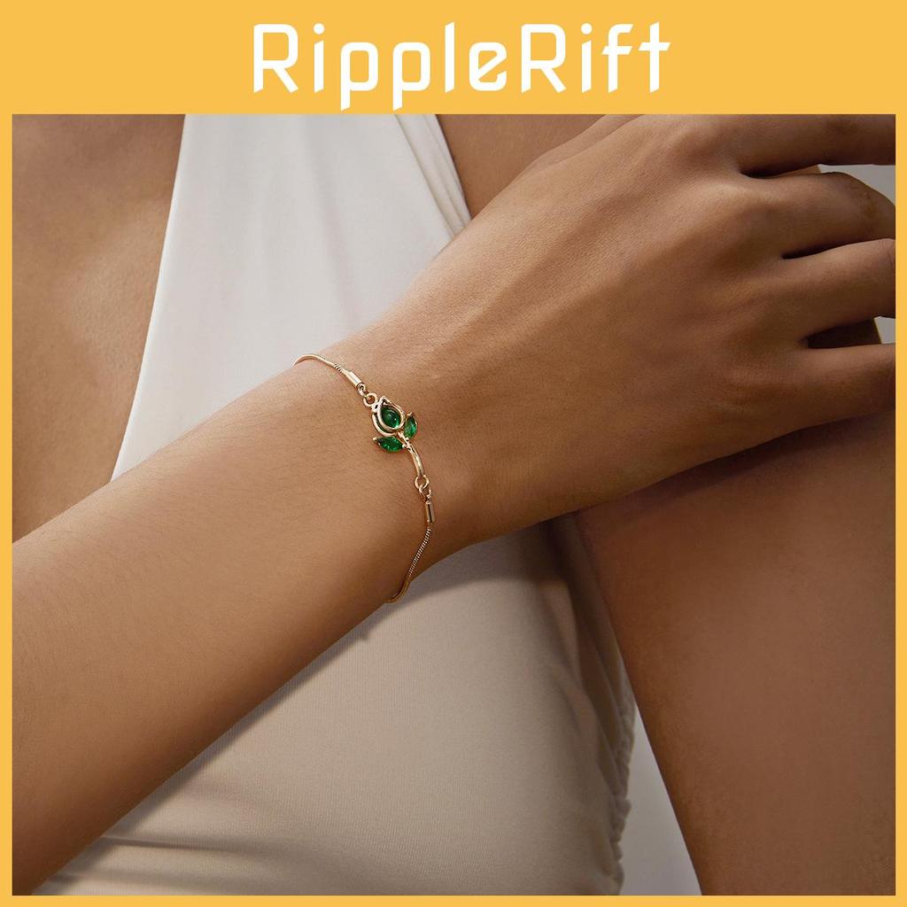 Elegant Tulip Flower Bracelet For Women With Copper Chain And Sparkling Stones