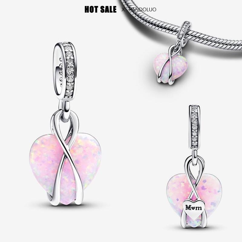 New In Copper Love Pendant Red Pink Blue Fit Pandach Original Diy Bracelets Charm Beads Party Fashion Birthday Gifts Jewelry