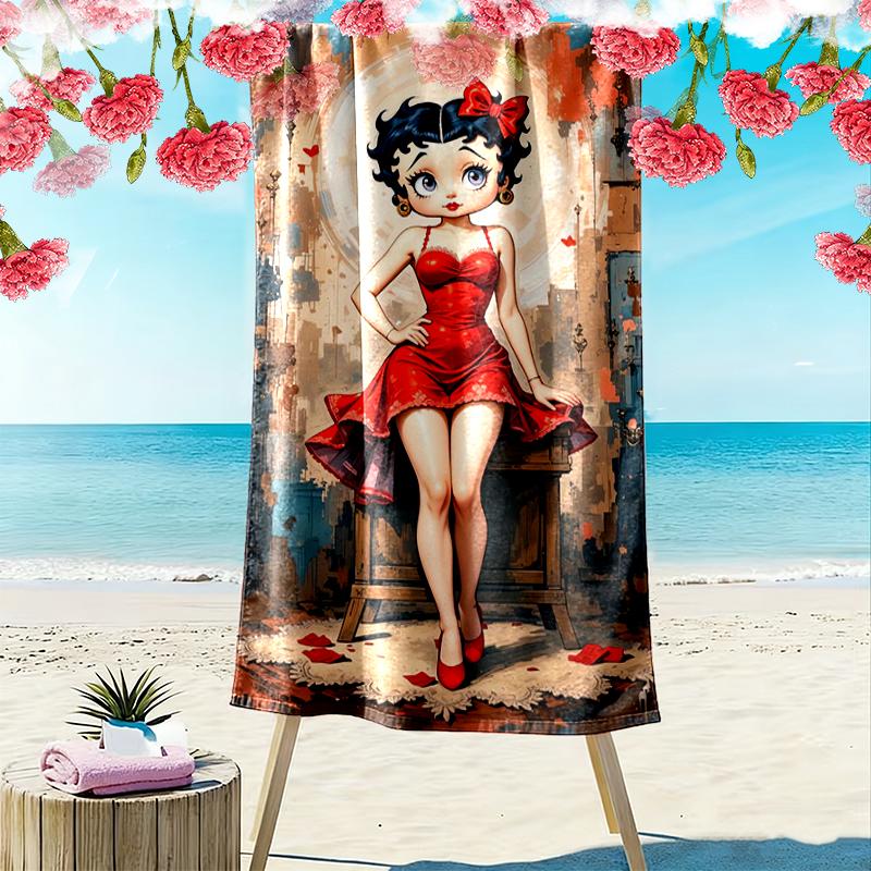 1pc Betty Boop Beach Towel, Multi-functional Beach Towel for Outdoor Activities Beach Swimming and Travel
