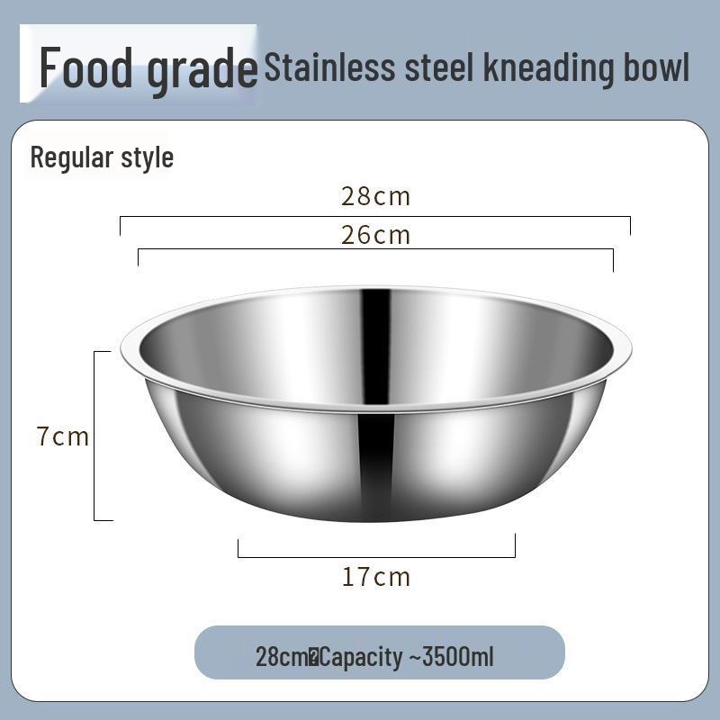 316 Stainless Steel Deepened Dough Bowl with Lid for Mixing, Washing, and Fermenting. Thick Single-layer Steel without Lid