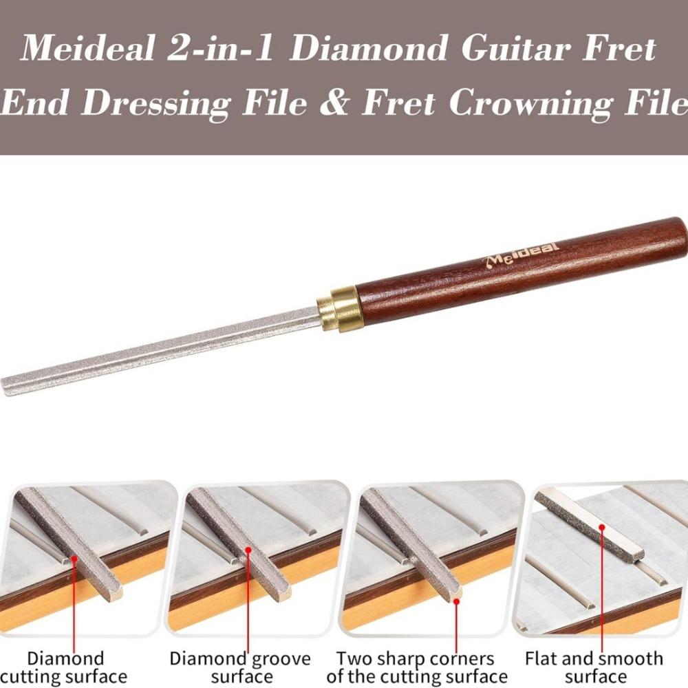 Silver+Wood Color Fret Dressing File Stainless Steel Luthier Repair Tool  For Guitarists