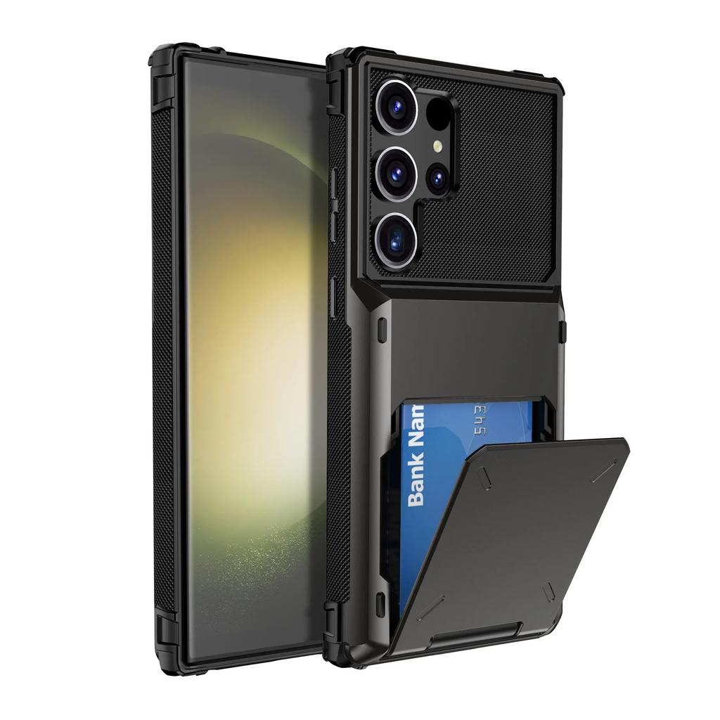Do Samsung Galaxy S25 S24 Ultra S25 S24 Plus S24 FE Etui Portfelowe z Uchwytem na Karty, Dwuarstwowe Wytrzymałe Odporne na Wstrząsy Pokrowiec na Telefon