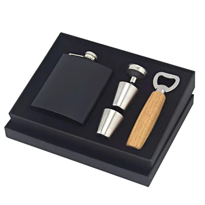 7oz Portable stainless Flagon Hip Flasks set with cups funnel for Whiskey Vodka Wine Pot outdoor Drinking Bottle gift box