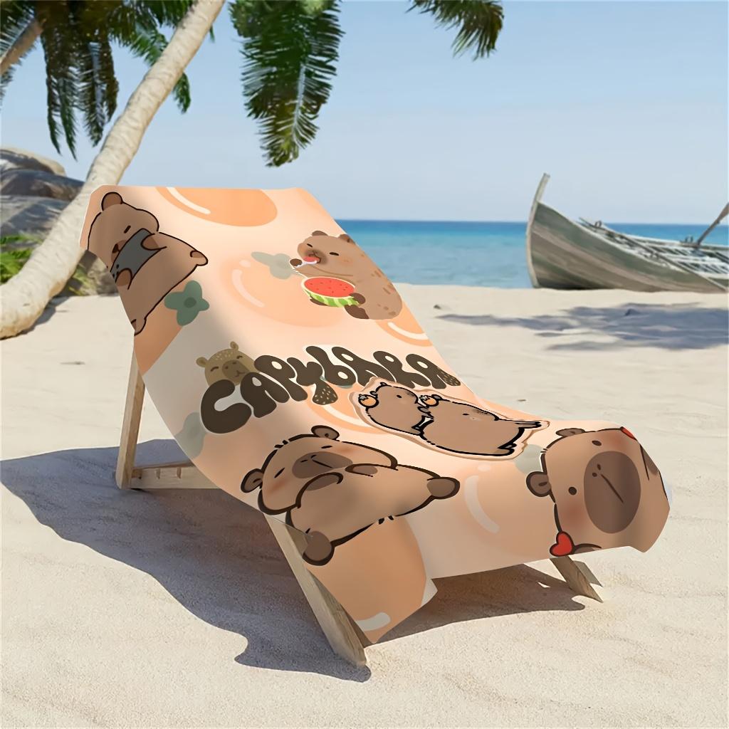1 pièce Capybara Caricature Capybaras Design Capybara Serviette Douce Microfibre Drap de Bain Convient pour la Plage, Mignon Capybara Thème Cadeau pour