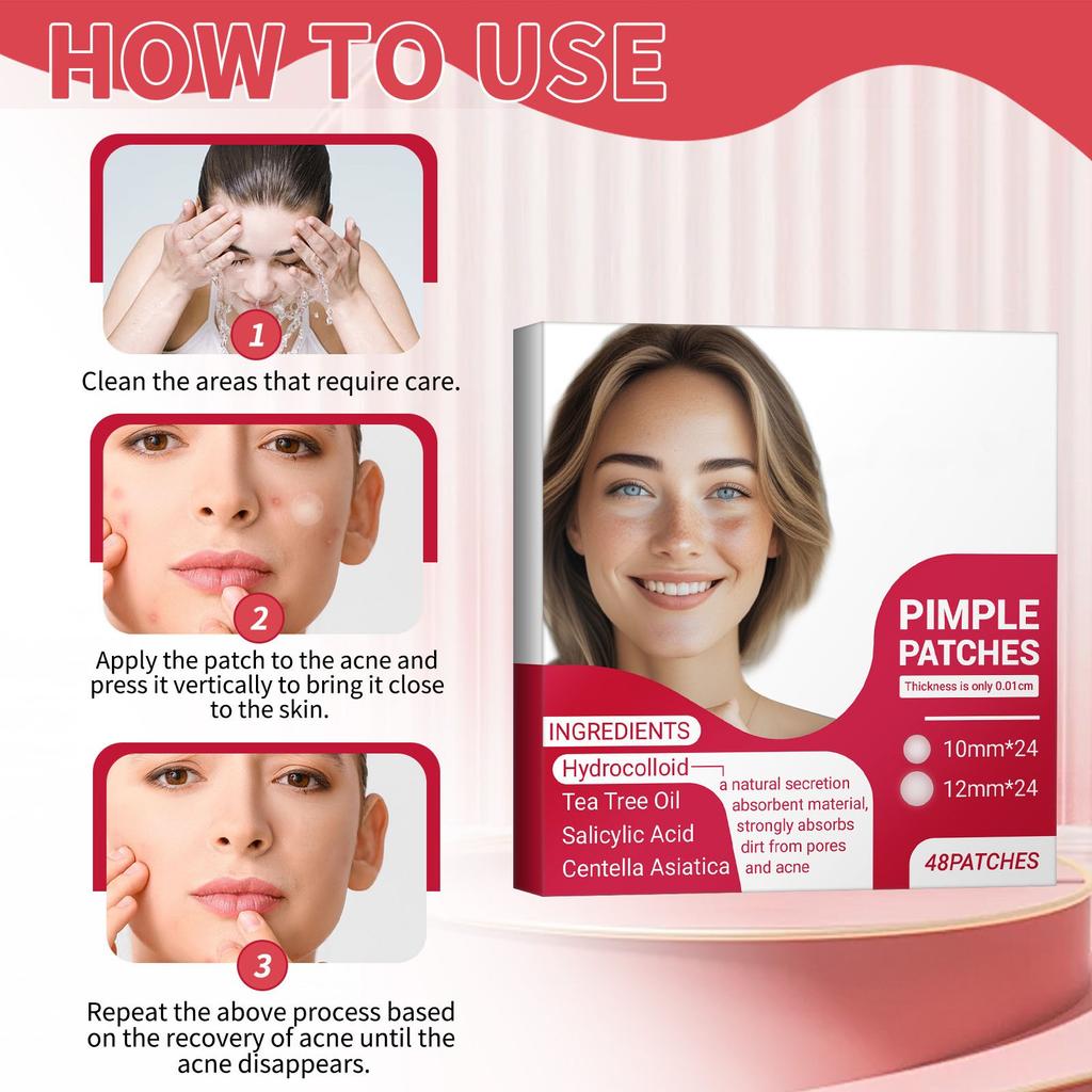 Transparent Rectangular Acne Patch With Thorns 48 Pieces Acne Patch Concealer Hydrocolloid Acne Patch