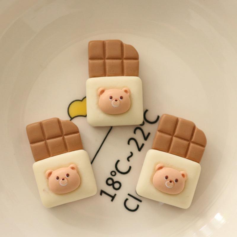 Milk Tea Color Bear Biscuits DIY Resin Handmade Jewelry Accessories Cream Glue Hairpin Brooch