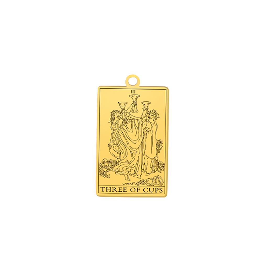 LIKGREAT Stainless Steel Tarot Cards Pendant The Suit of Cups Wands Minor Arcana Tarot Jewelry Vintage Astrology Amulet
