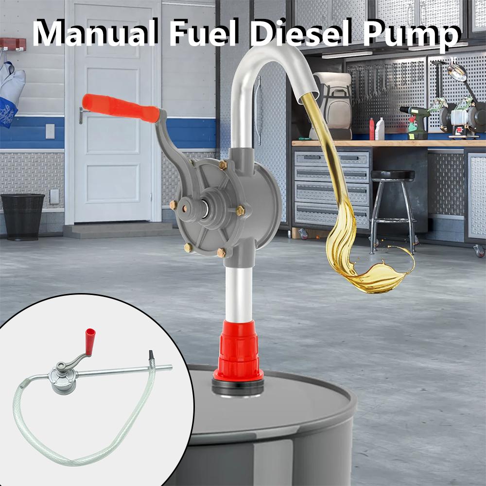 Manual Fuel Diesel Pump Oil Diesel Barrel Pump 32mm Oil Outlet Pipe Adjustable Drum Pump Outdoor Car Gasoline Transfer Tools