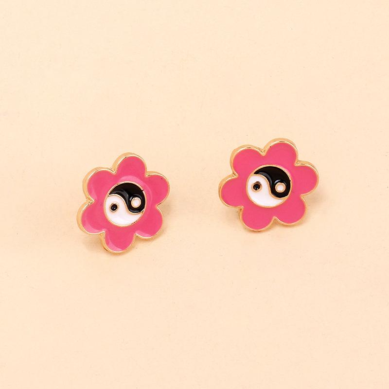 Color cartoon oil drop earrings combination set, fashionable temperament, personalized design earrings