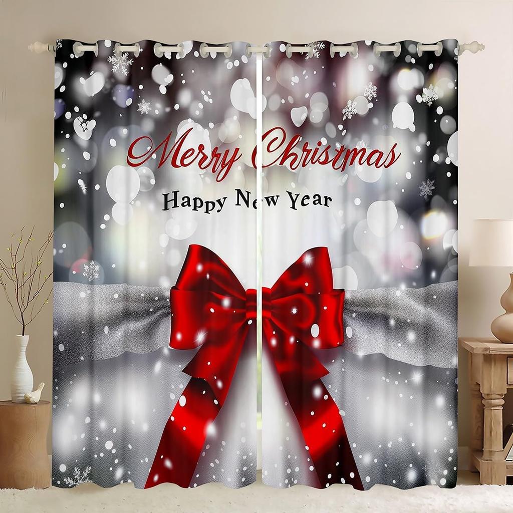 Christmas Elk Curtains Theme Curtain Boys Girls New Year Bedroom Dorm Decor Winter Window Blackout Polyester Ideal For