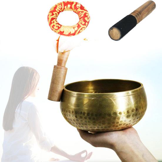 Nepal Tibet Buddha Music Therapy Relaxation Heal Singing Bowl Wood Stick Decor